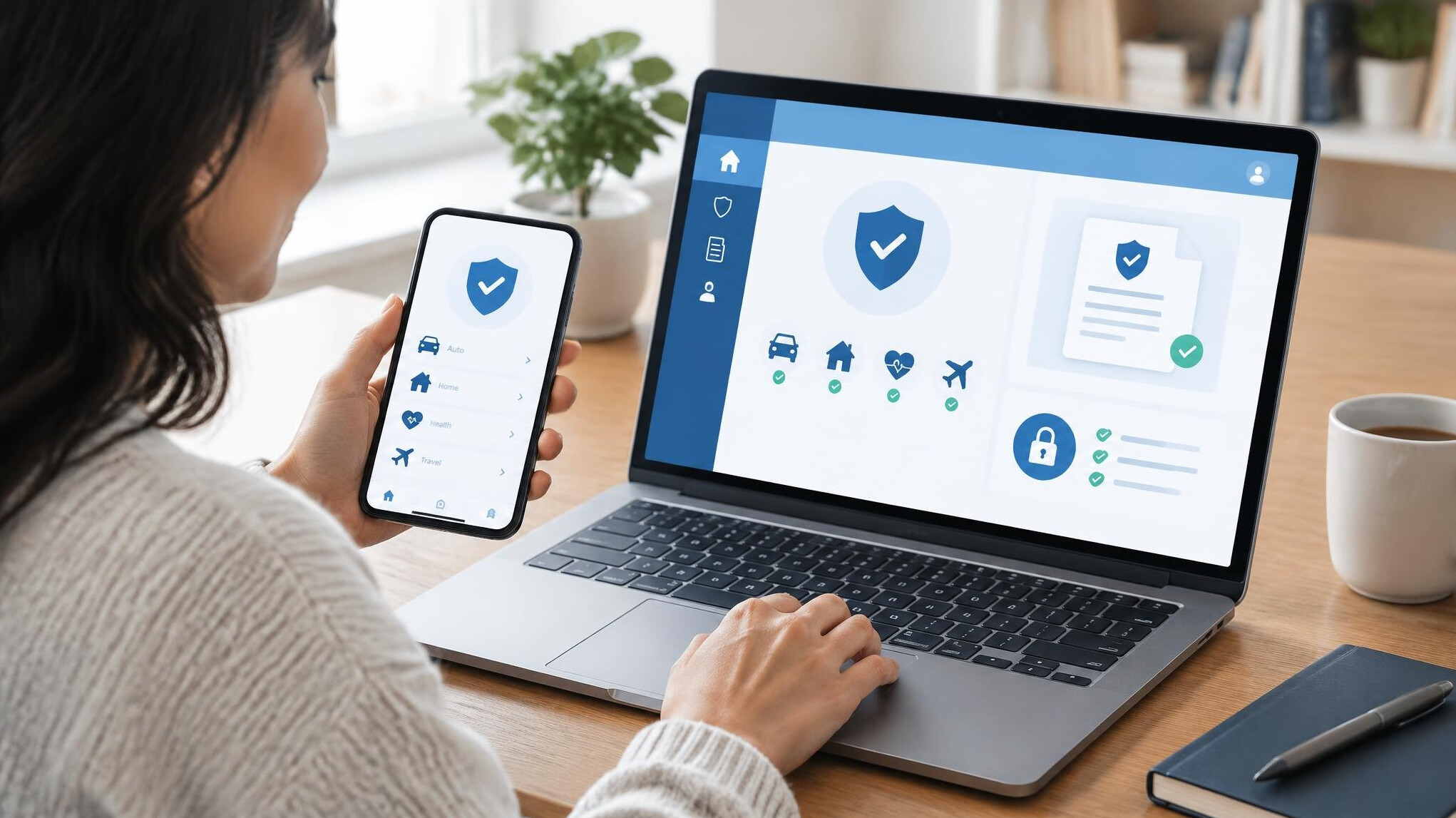 person using insurance app