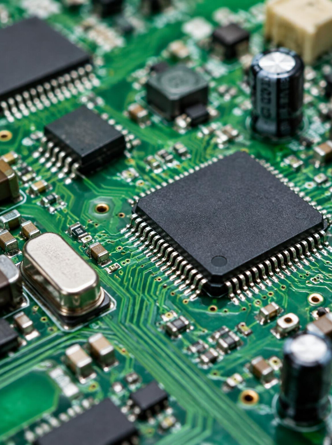 Close-up of a circuit board with electronic components